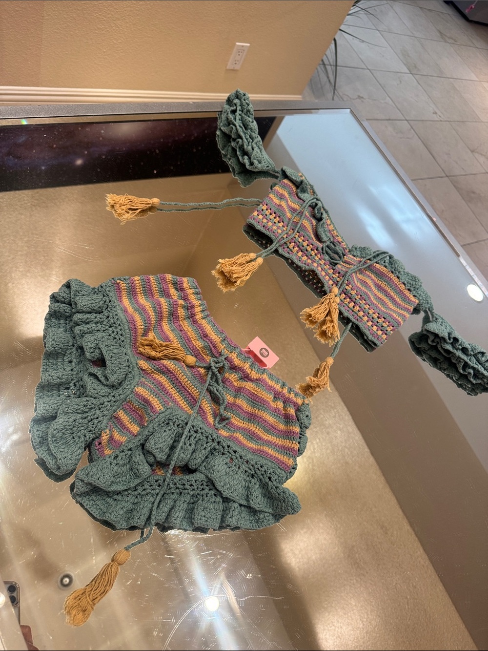 Celia B Crochet Bloomer Shorts and Crop Top